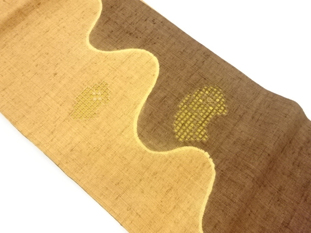 JAPANESE NAGOYA OBI / CUTWORK / TSUMUGI / WAVY STRIPE